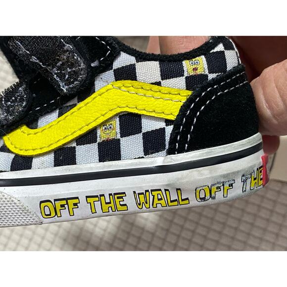 Vans Kids Sneakers Checkerboard Yellow Stripe Blue Sole Size 4 - Picture 6 of 9
